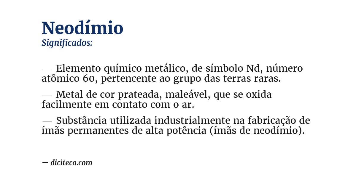 Significado de neodímio