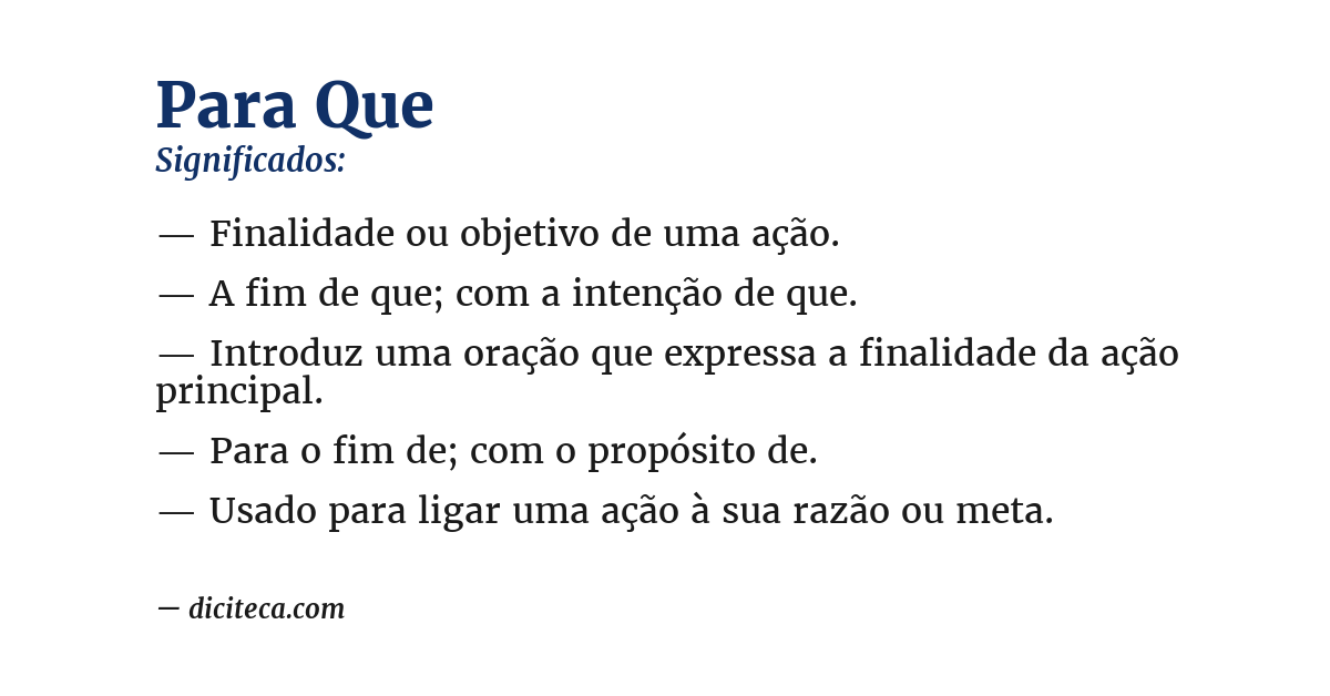 Significado de para que