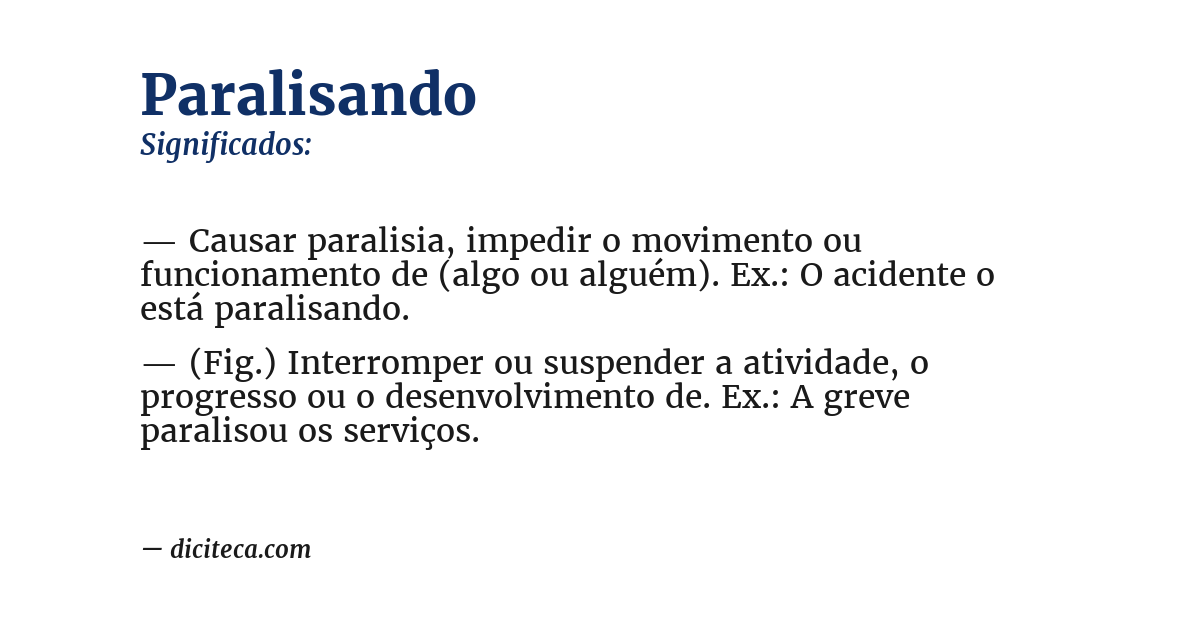 Significado de paralisando