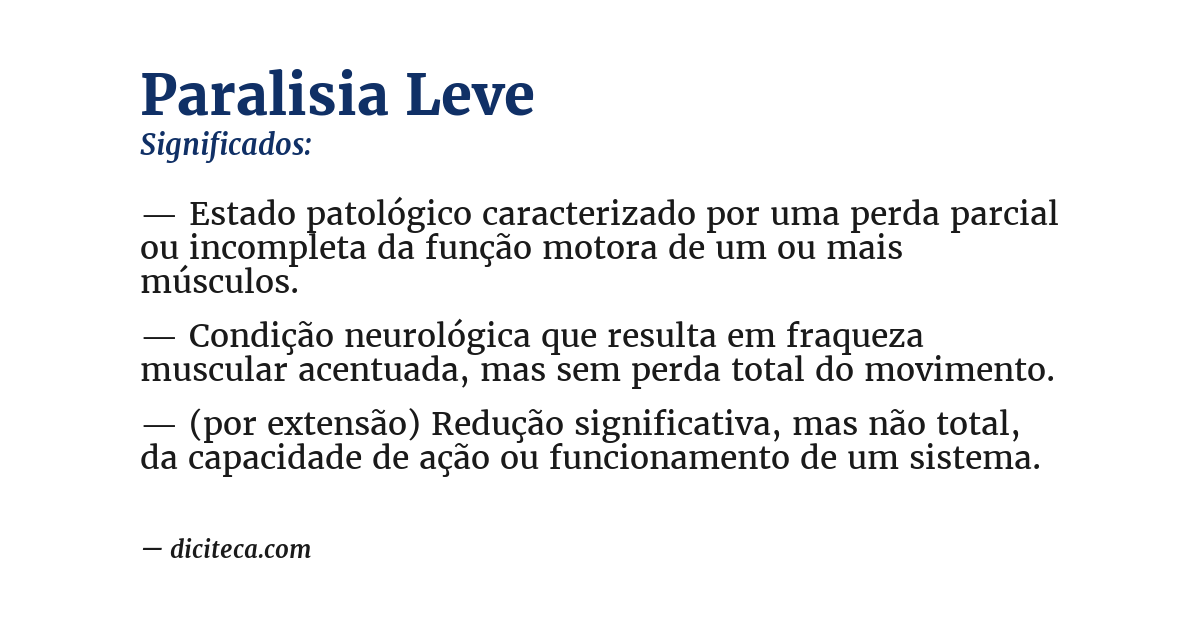 Significado de paralisia leve
