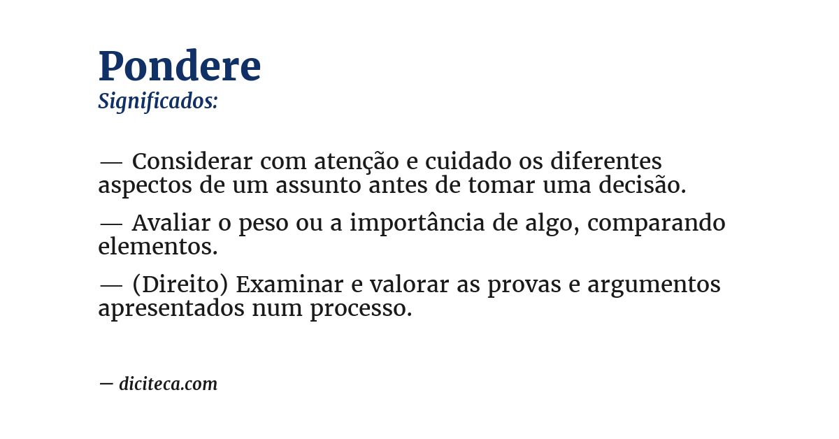 Significado de pondere
