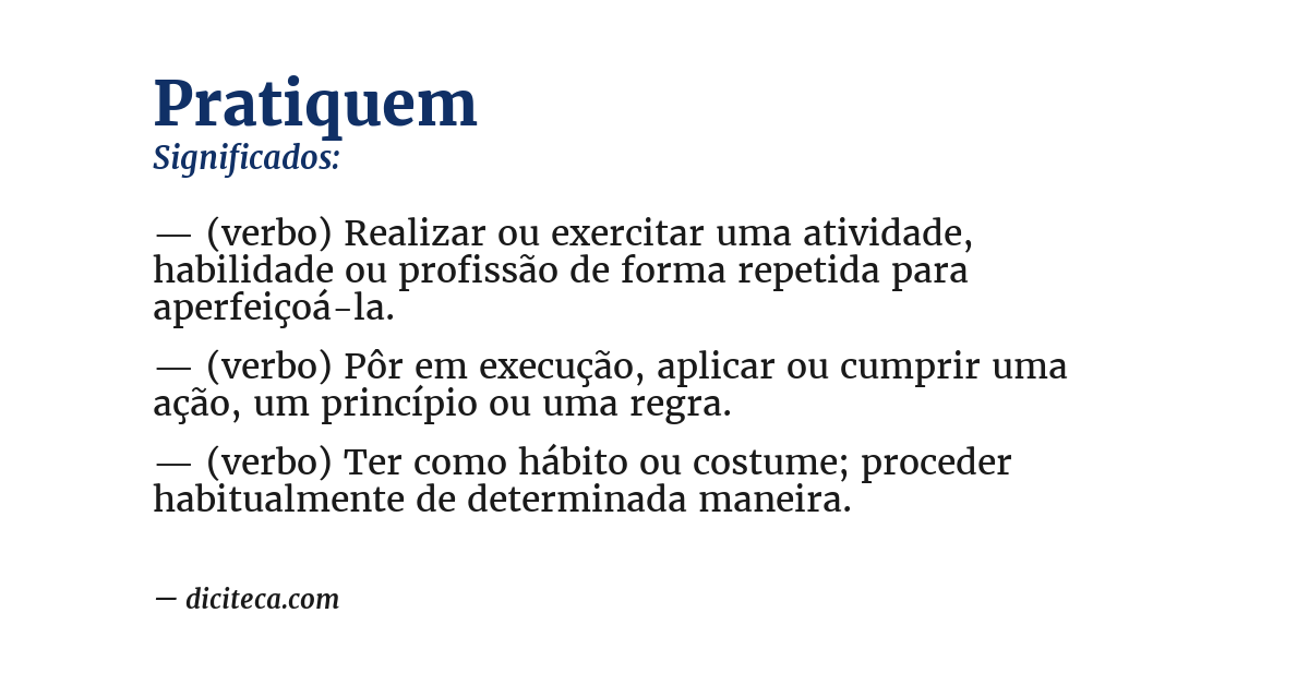 Significado de pratiquem