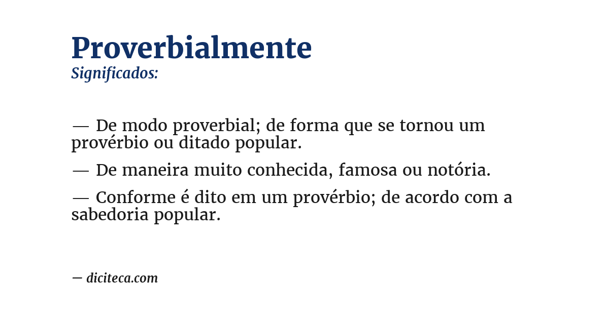 Significado de proverbialmente