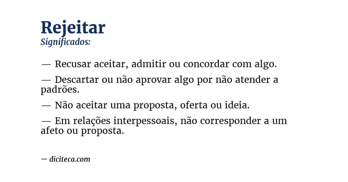 Significado de rejeitar