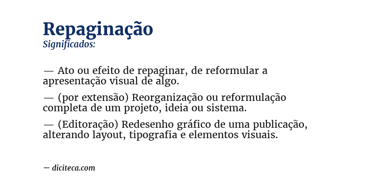 Significado de repaginação