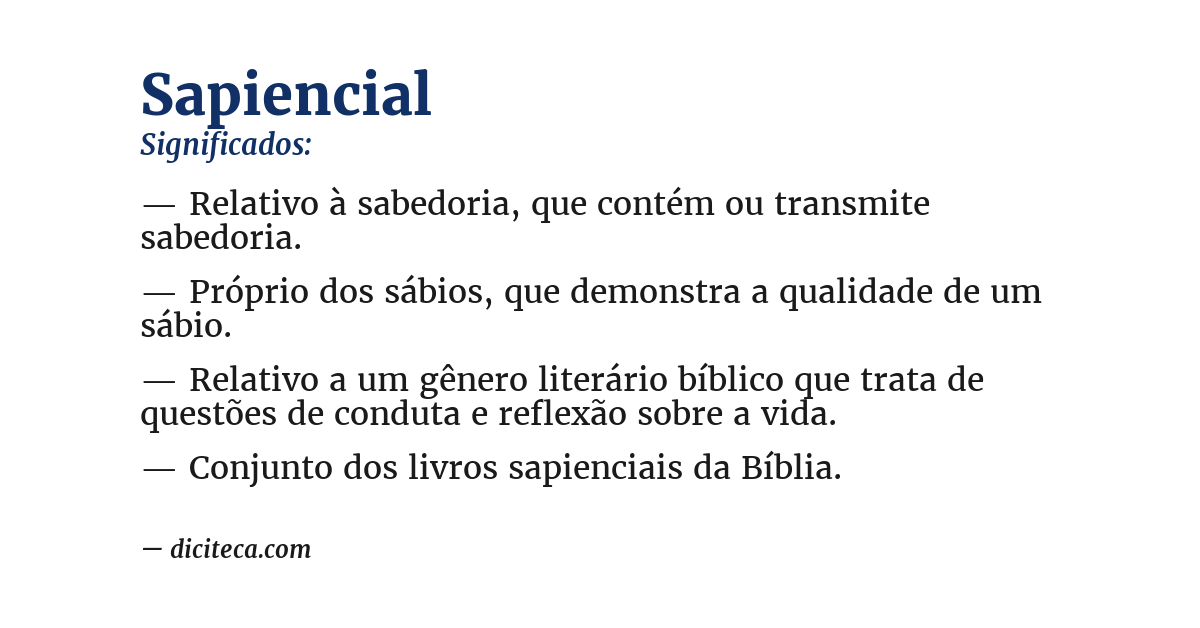 Significado de sapiencial