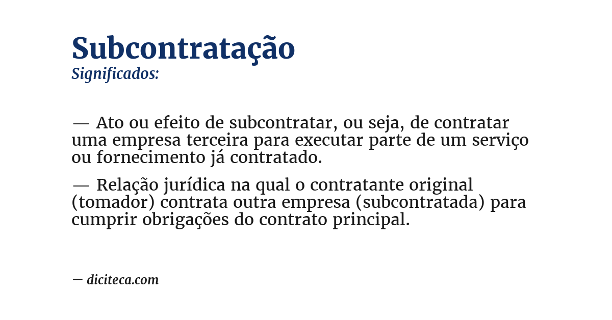 Significado de subcontratação