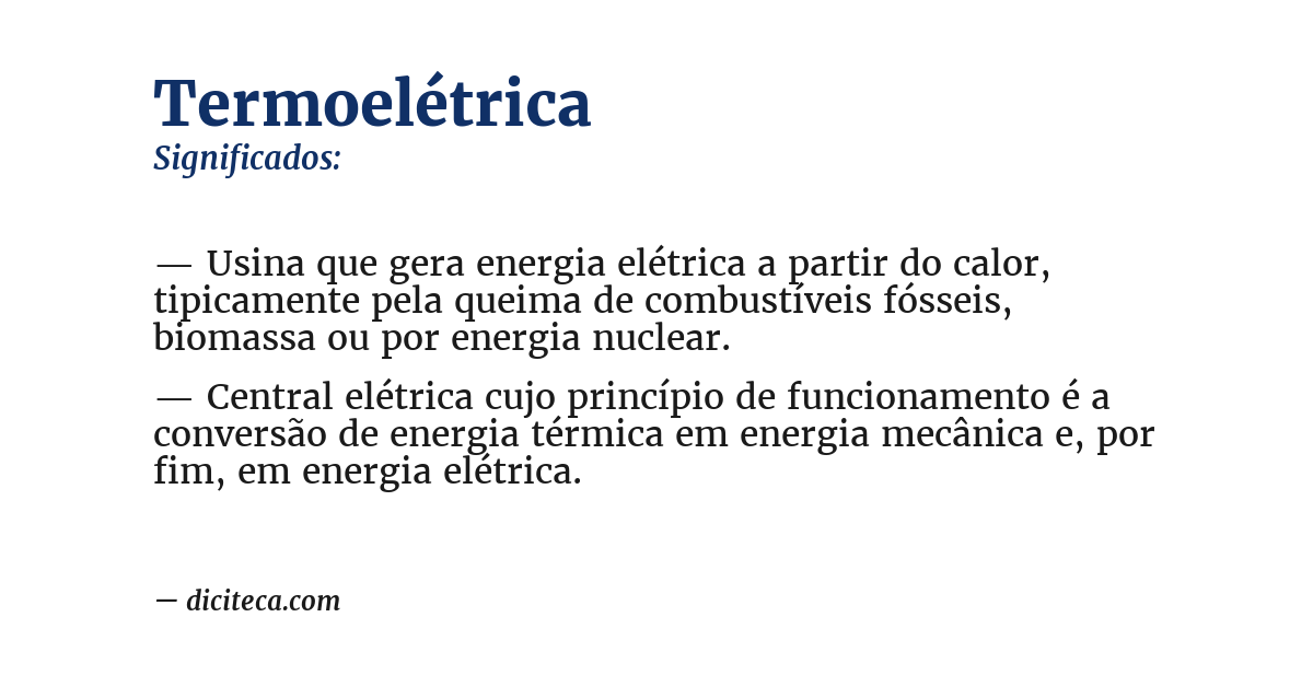 Significado de termoelétrica