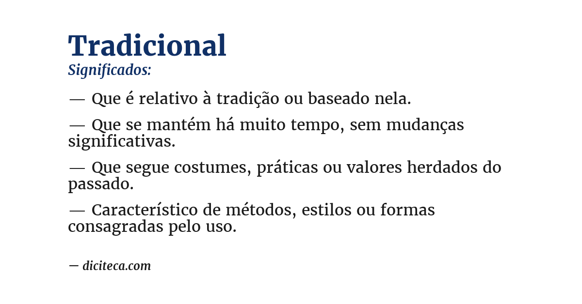 Significado de tradicional