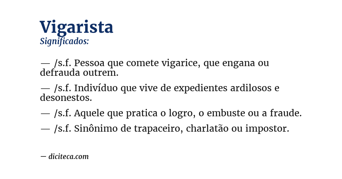 Significado de vigarista