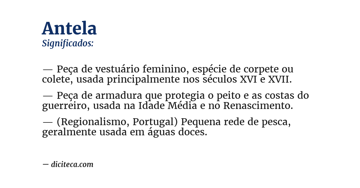 Significado de antela