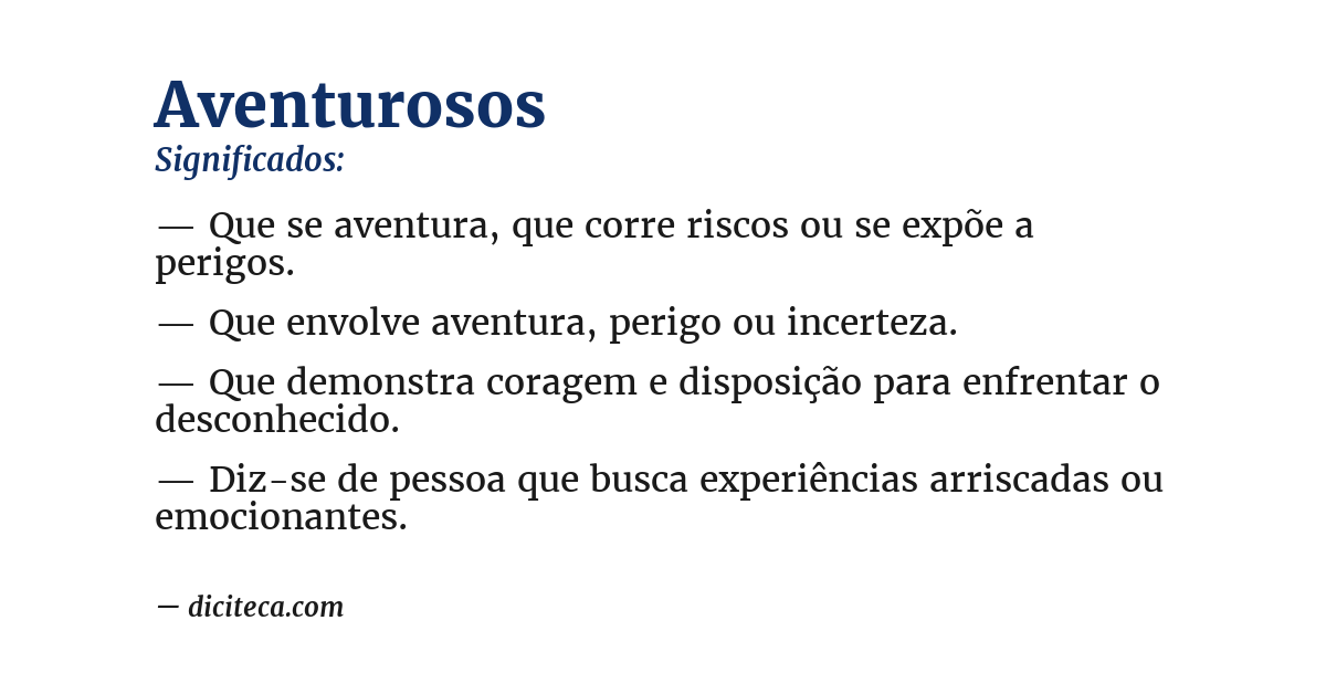 Significado de aventurosos