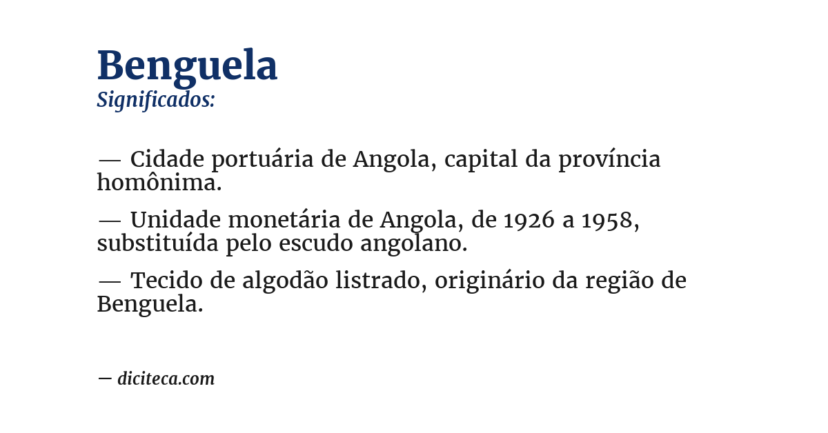 Significado de benguela