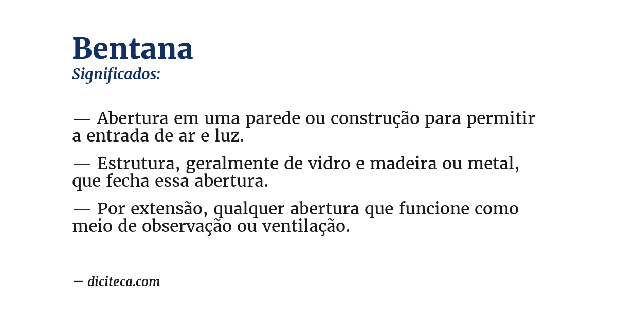 Significado de bentana