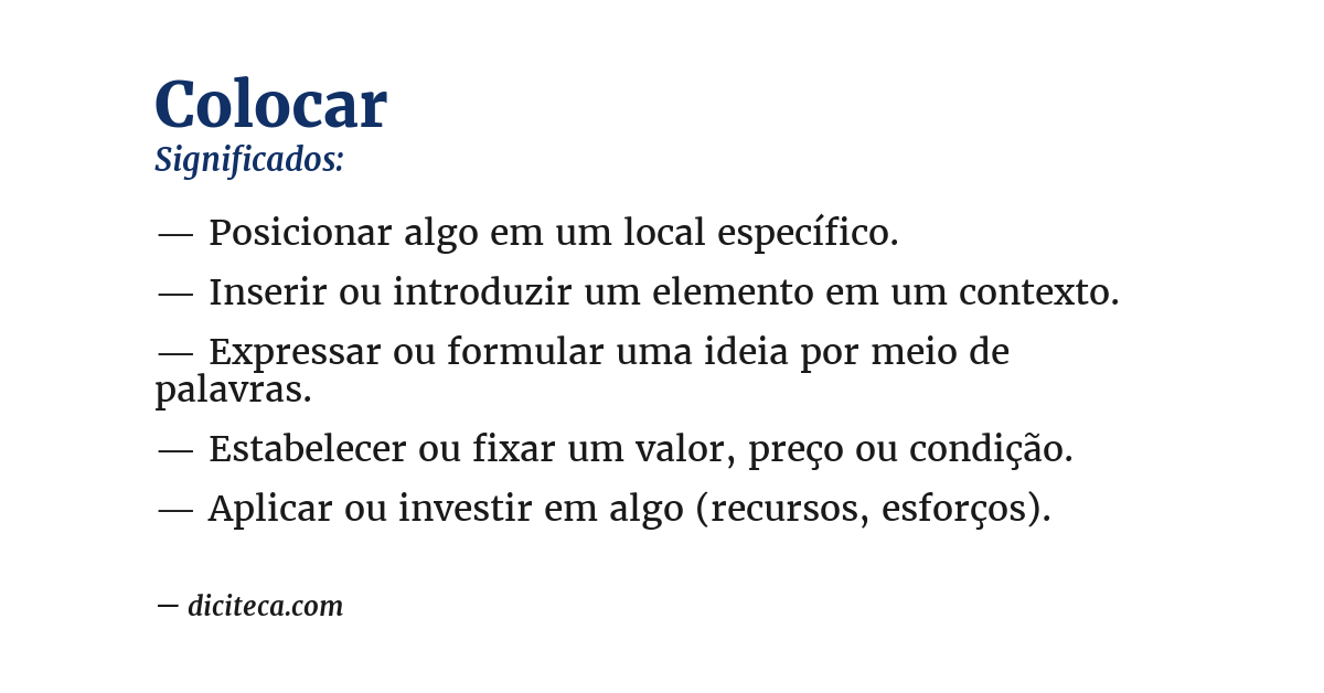 Significado de colocar