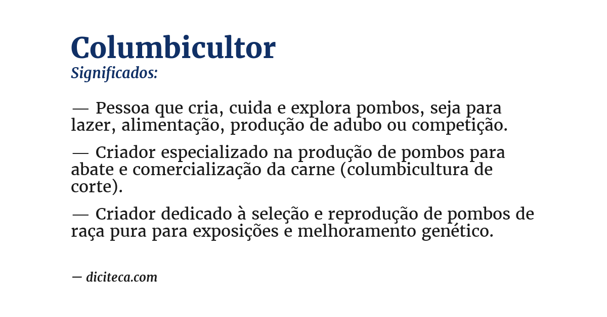 Significado de columbicultor