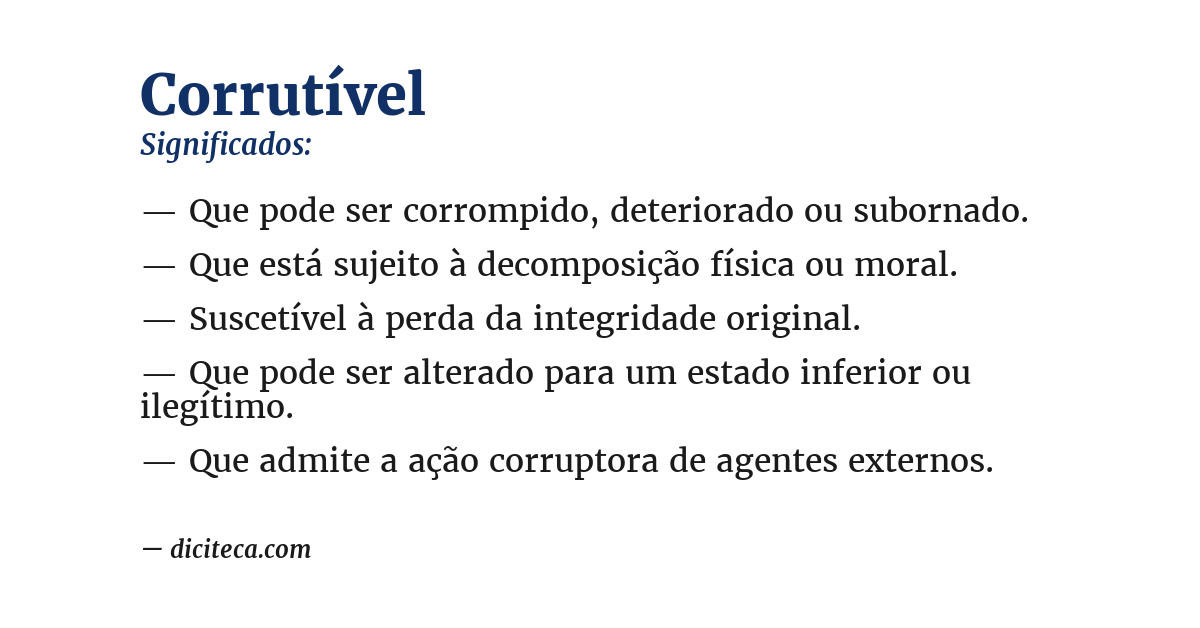 Significado de corrutível