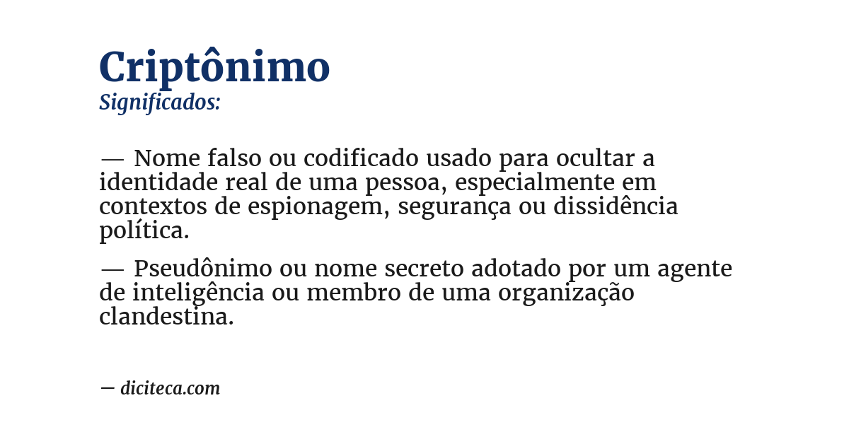 Significado de criptônimo