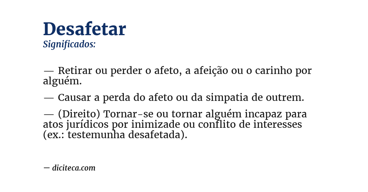 Significado de desafetar