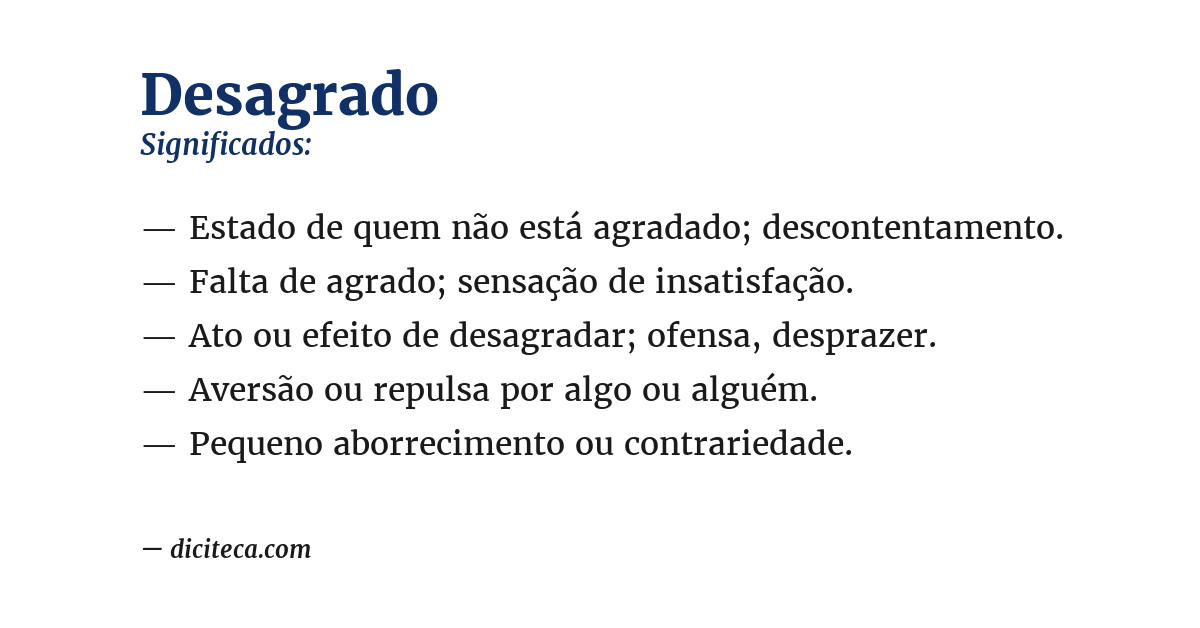 Significado de desagrado