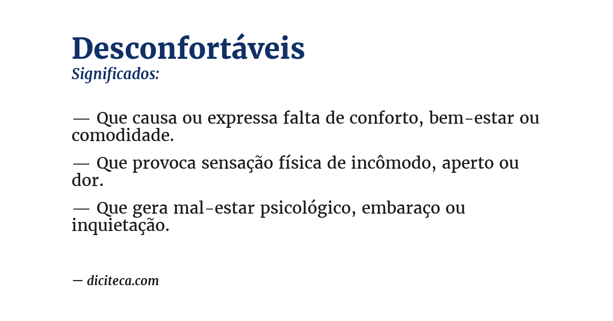 Significado de desconfortáveis