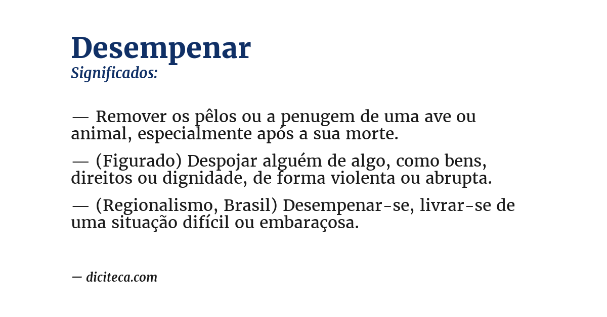 Significado de desempenar