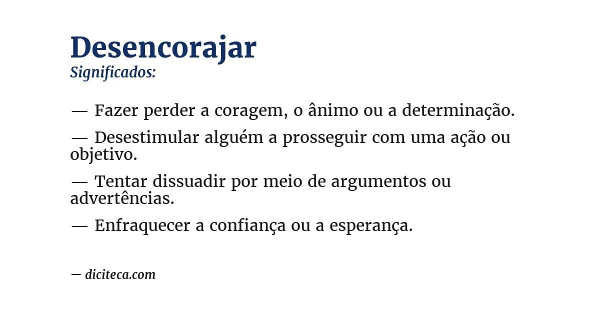 Significado de desencorajar