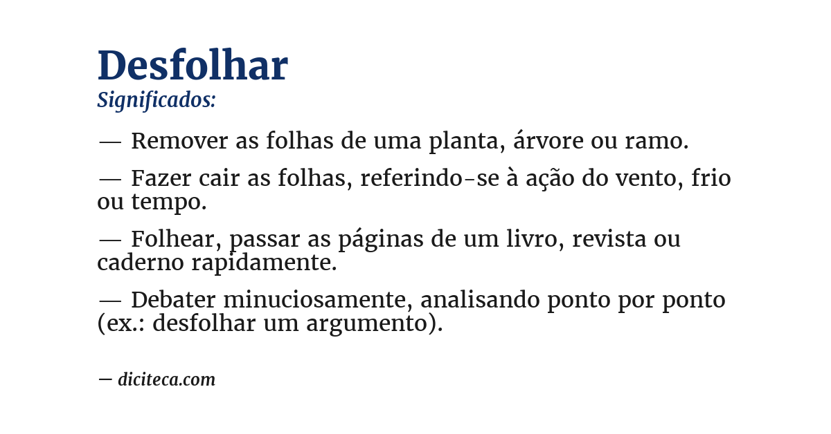 Significado de desfolhar