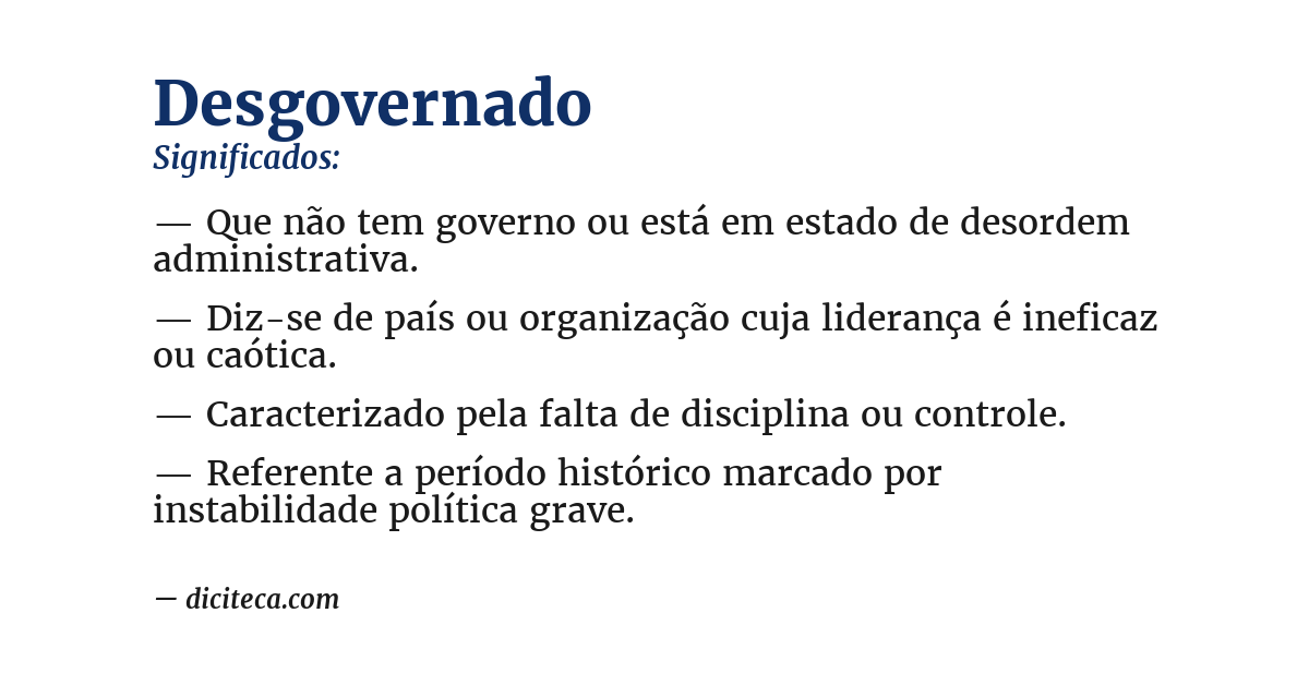 Significado de desgovernado