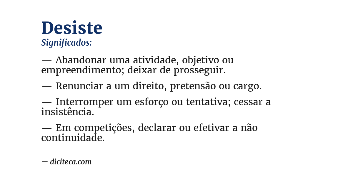 Significado de desiste