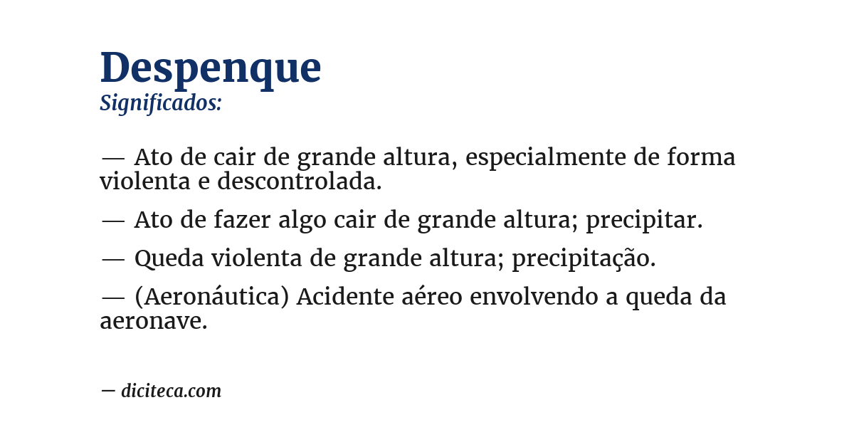 Significado de despenque