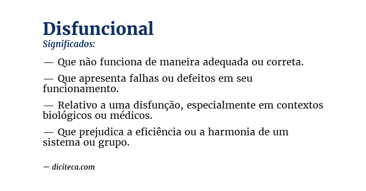 Significado de disfuncional
