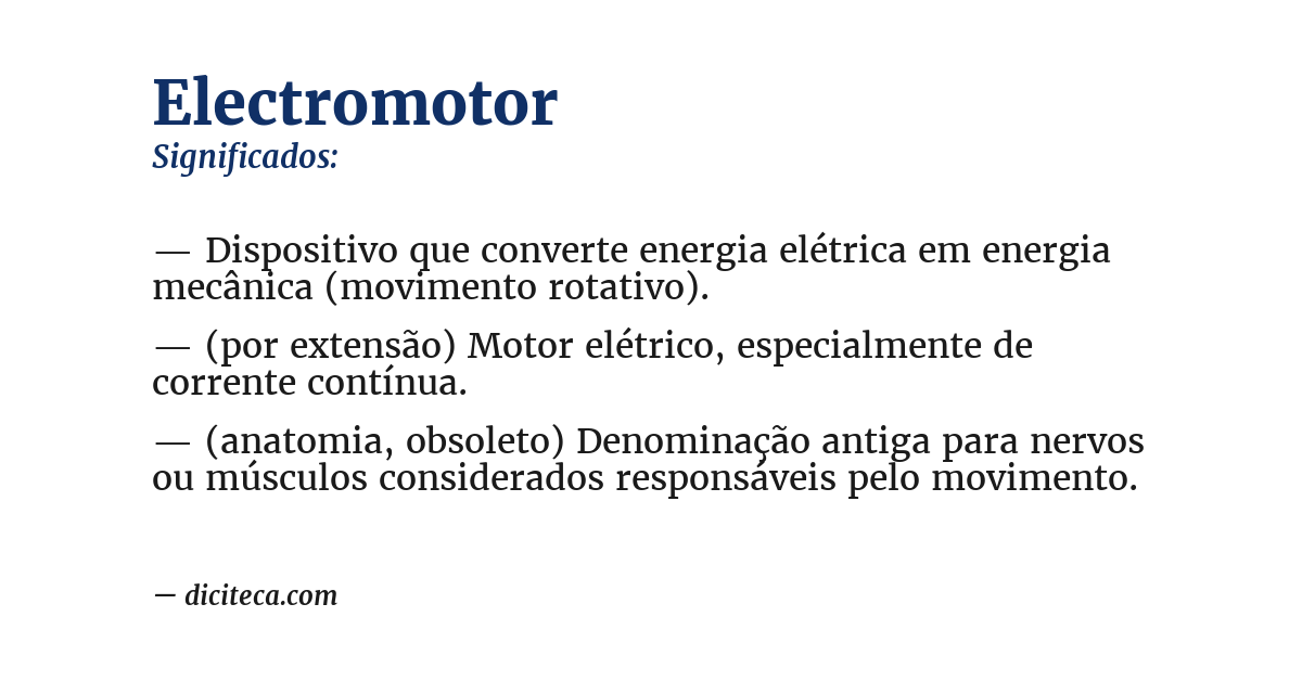 Significado de electromotor