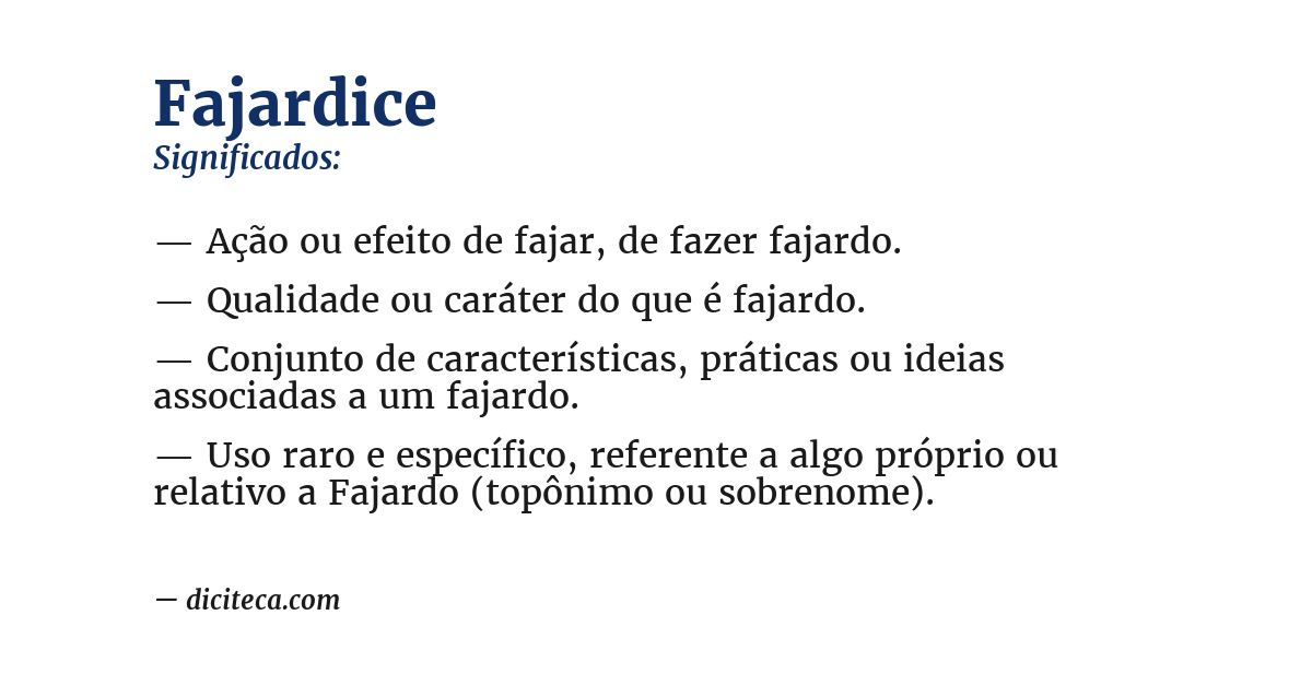 Significado de fajardice