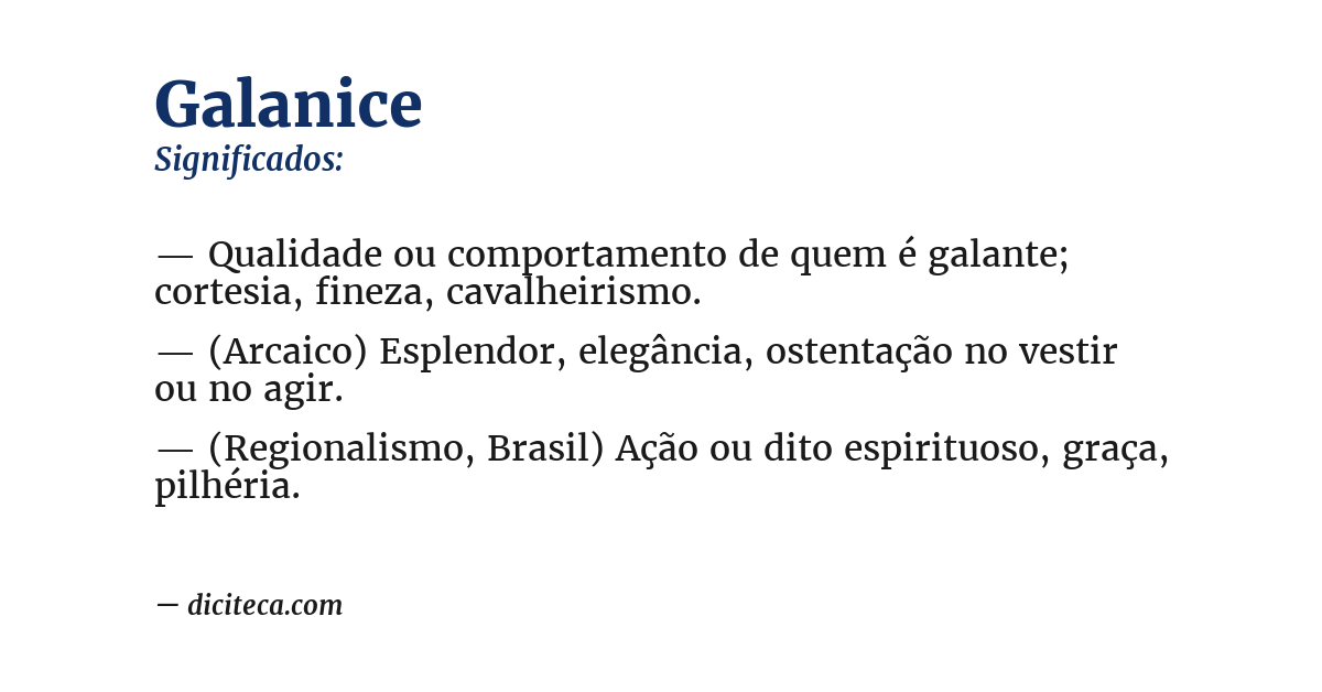 Significado de galanice
