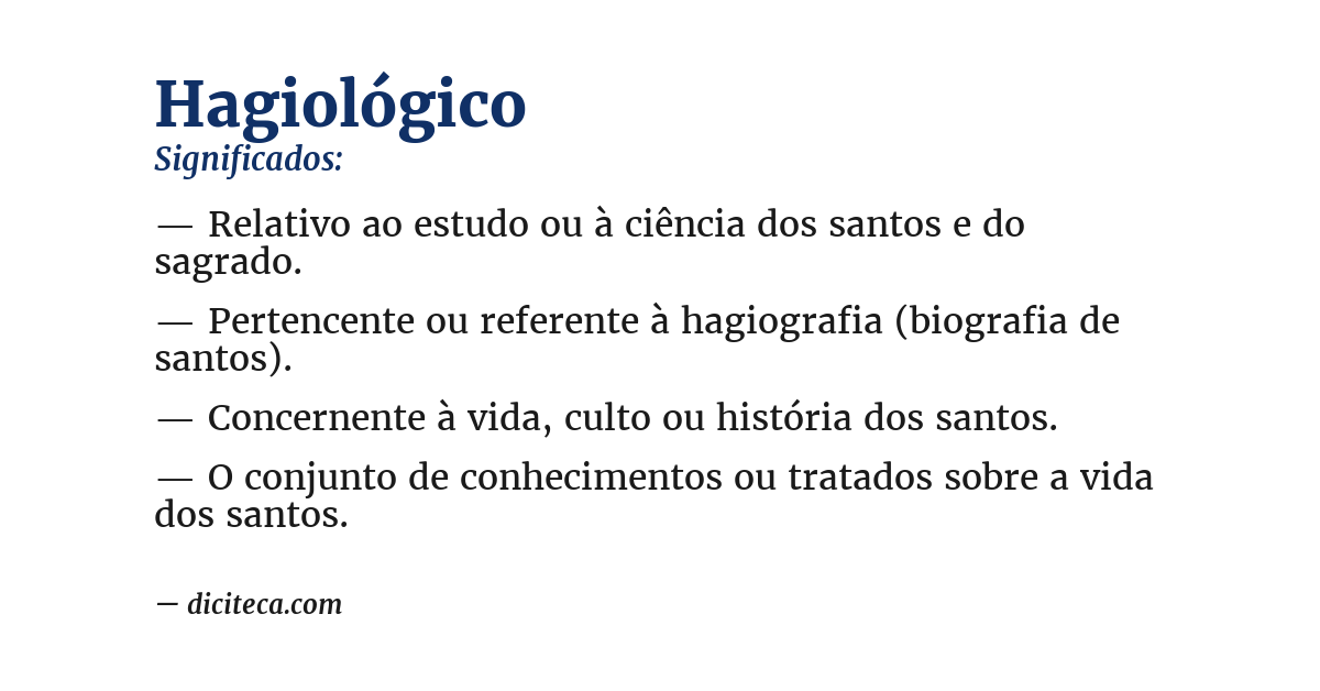 Significado de hagiológico