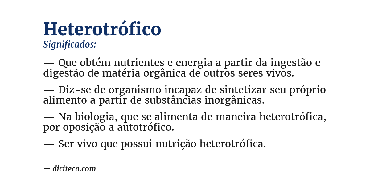 Significado de heterotrófico