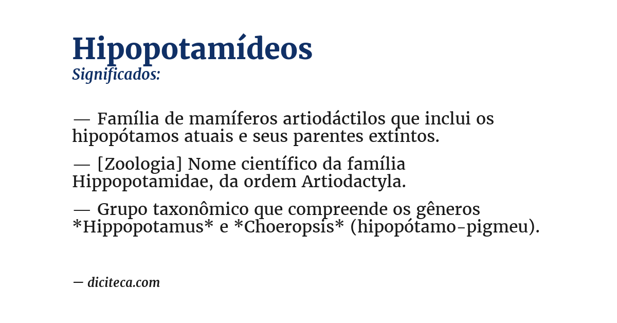 Significado de hipopotamídeos