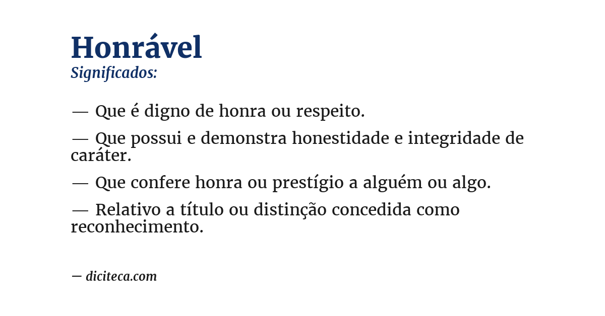 Significado de honrável