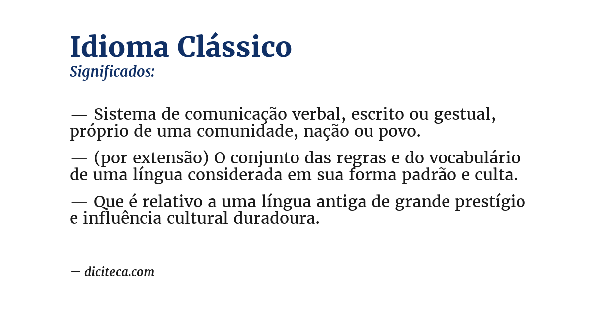 Significado de idioma clássico