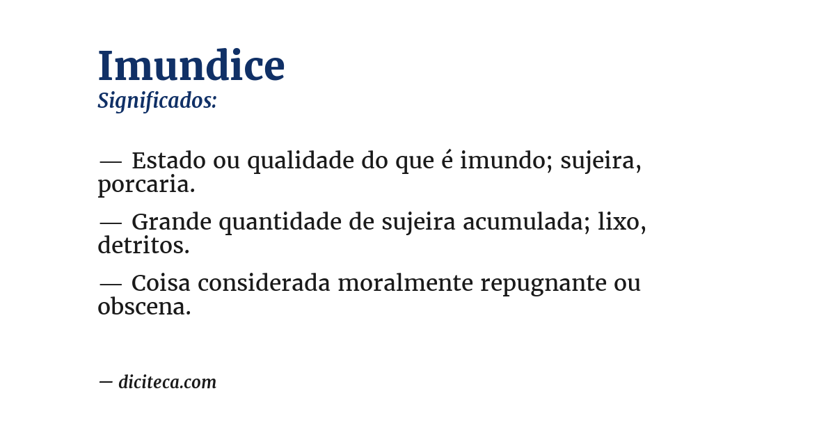 Significado de imundice