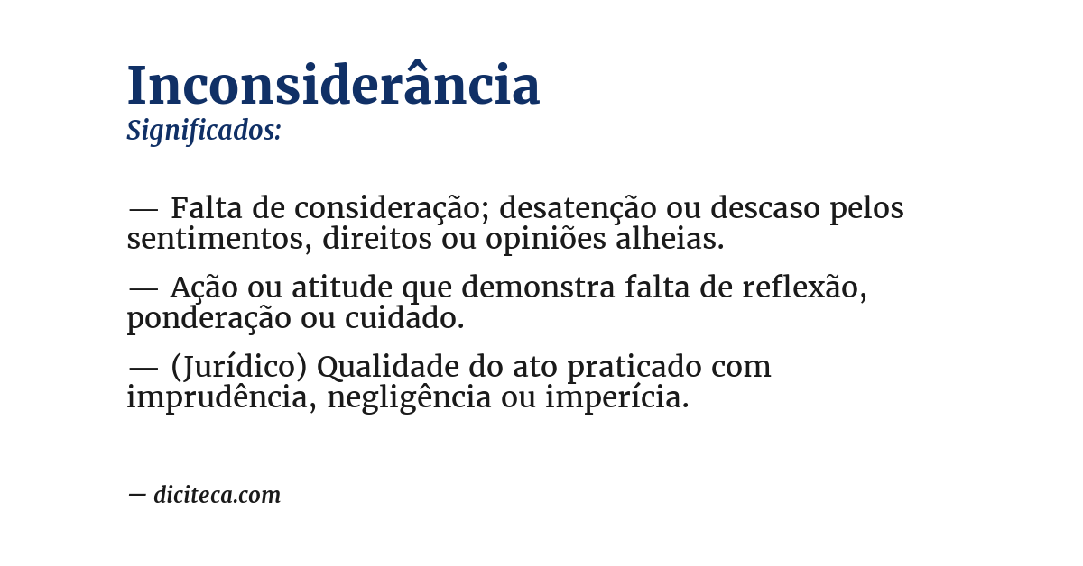 Significado de inconsiderância