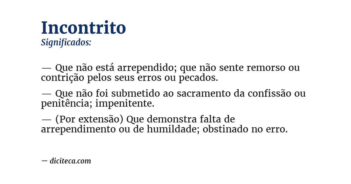 Significado de incontrito