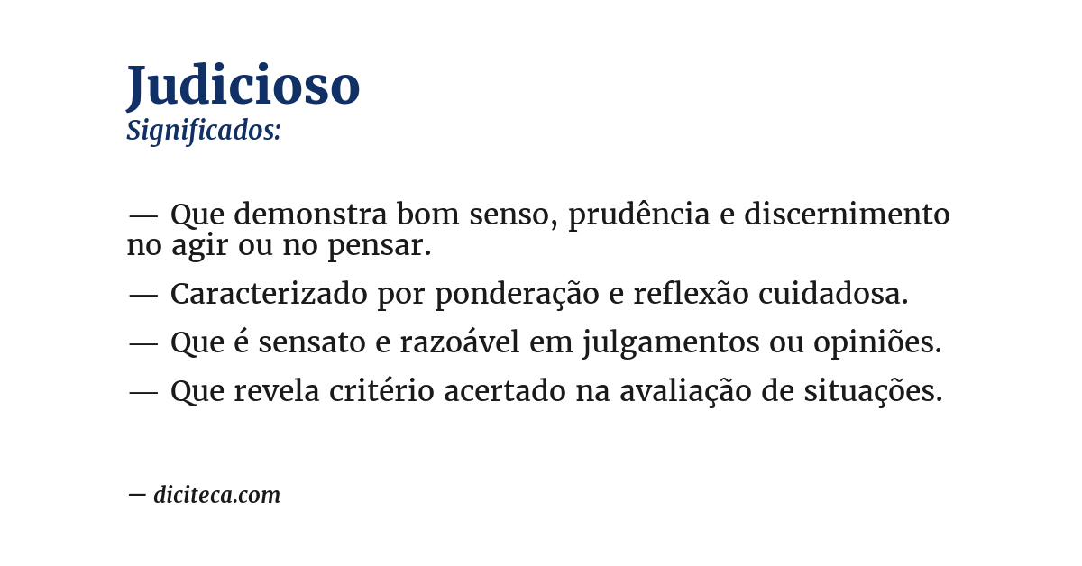 Significado de judicioso