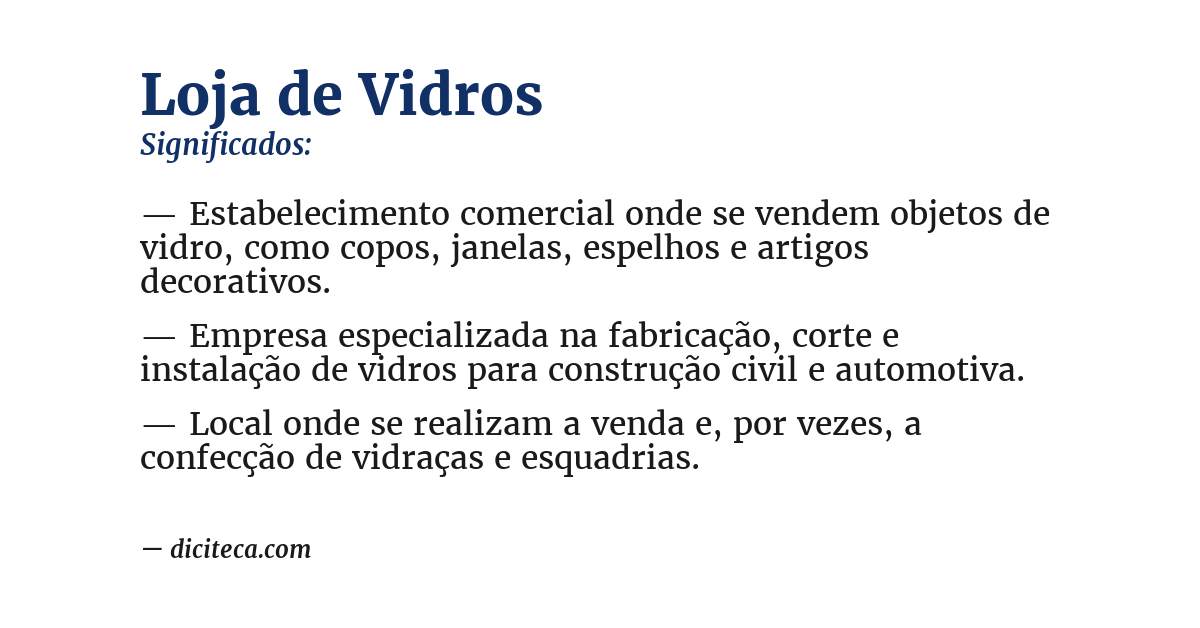 Significado de loja de vidros