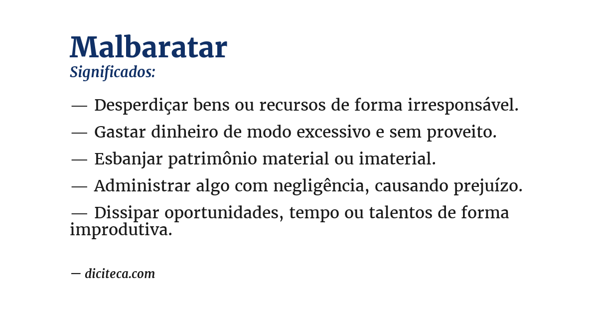 Significado de malbaratar