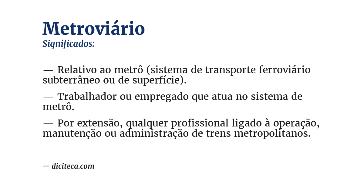 Significado de metroviário