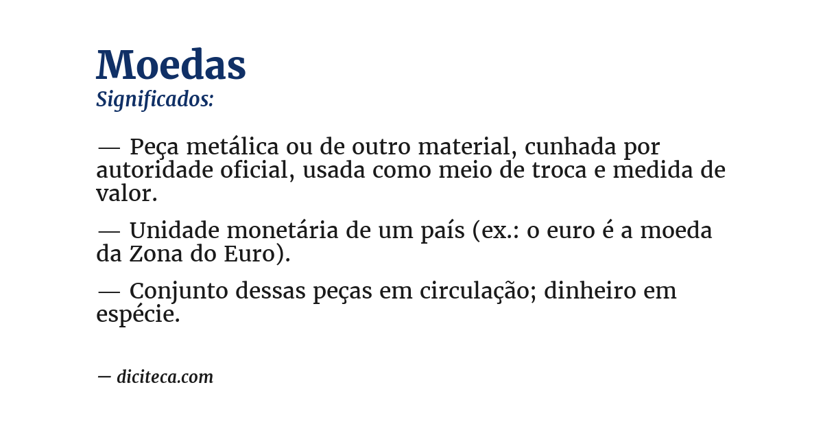 Significado de moedas