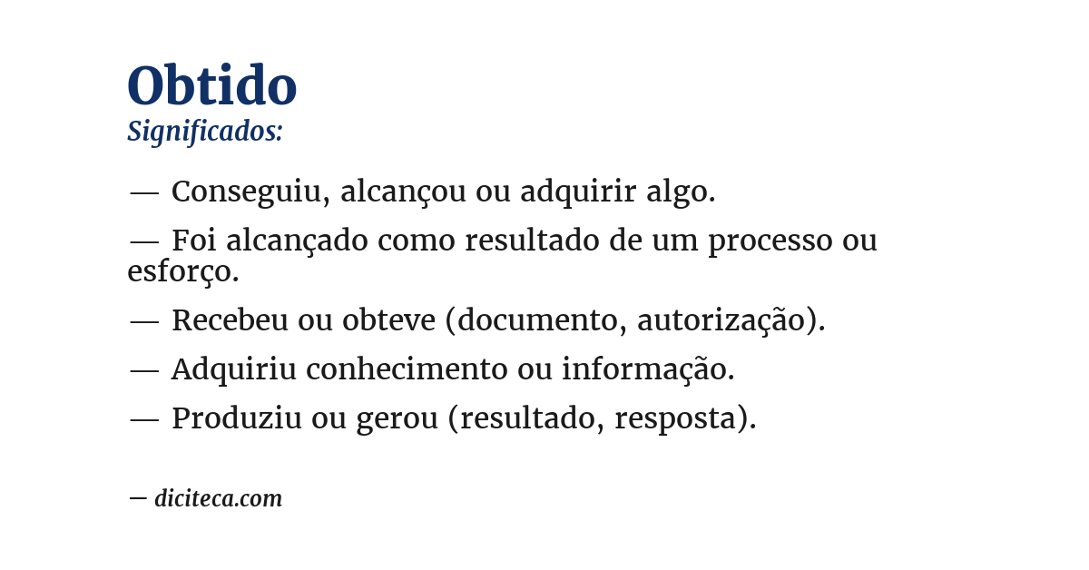 Significado de obtido