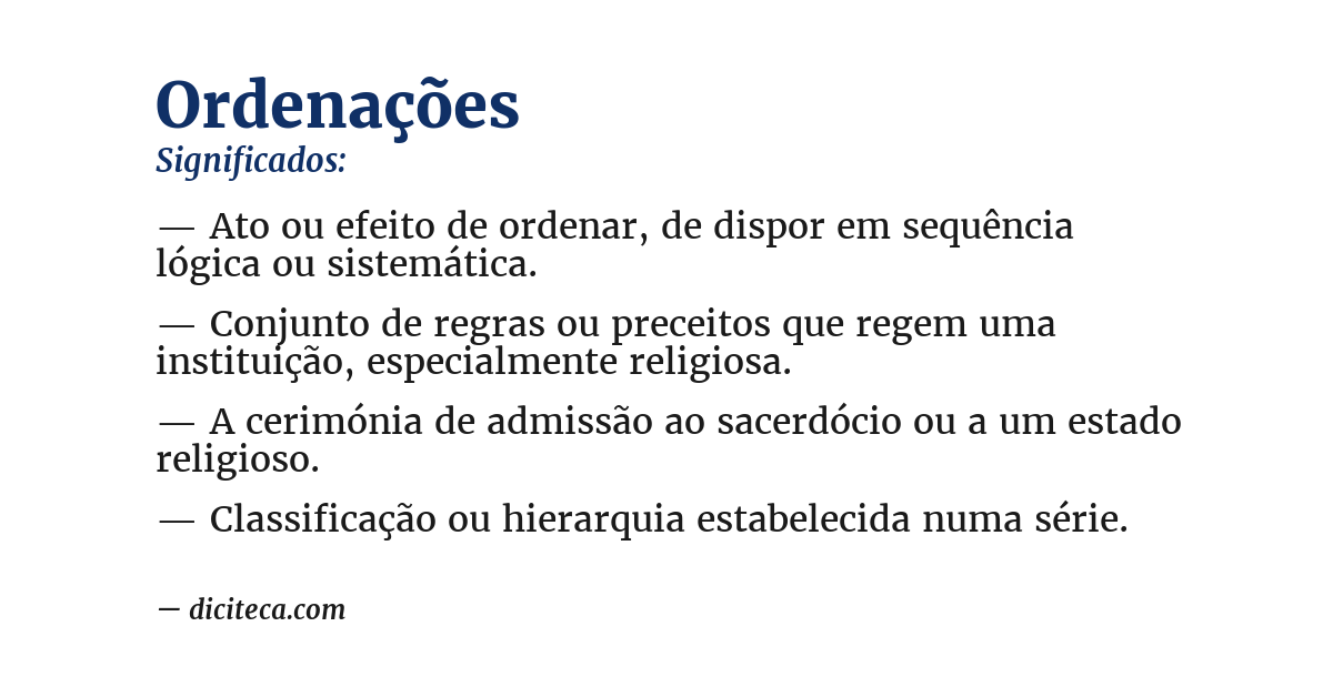 Significado de ordenações